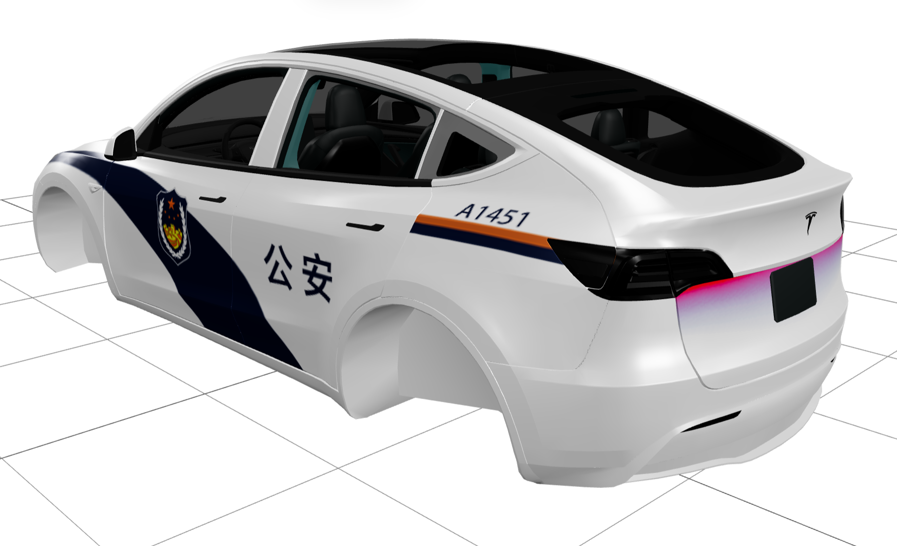 警车带漫反射尾灯 实车效果图 1