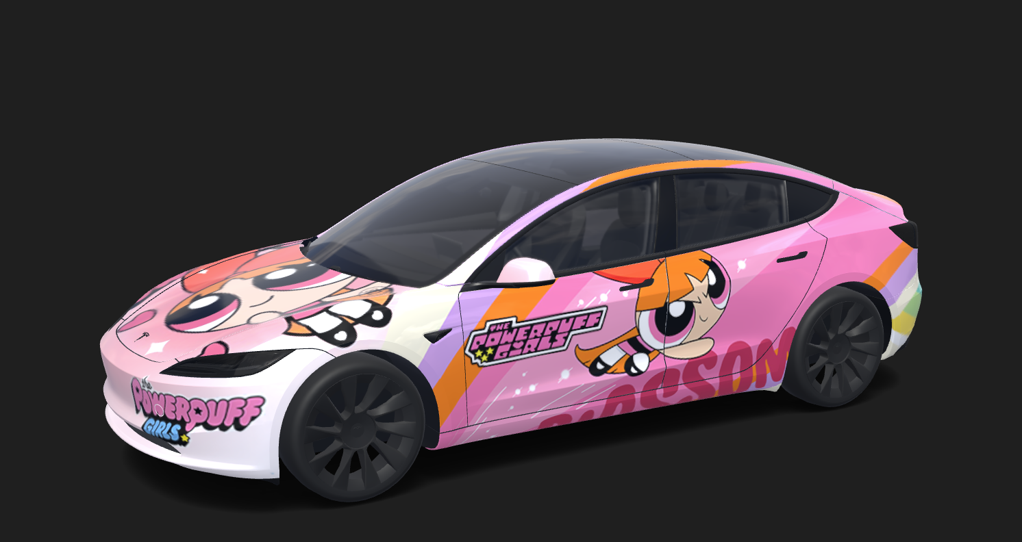 Powerpuff Girls – dreifarbiges Figuren-Thema – Fahrzeugfoto 1