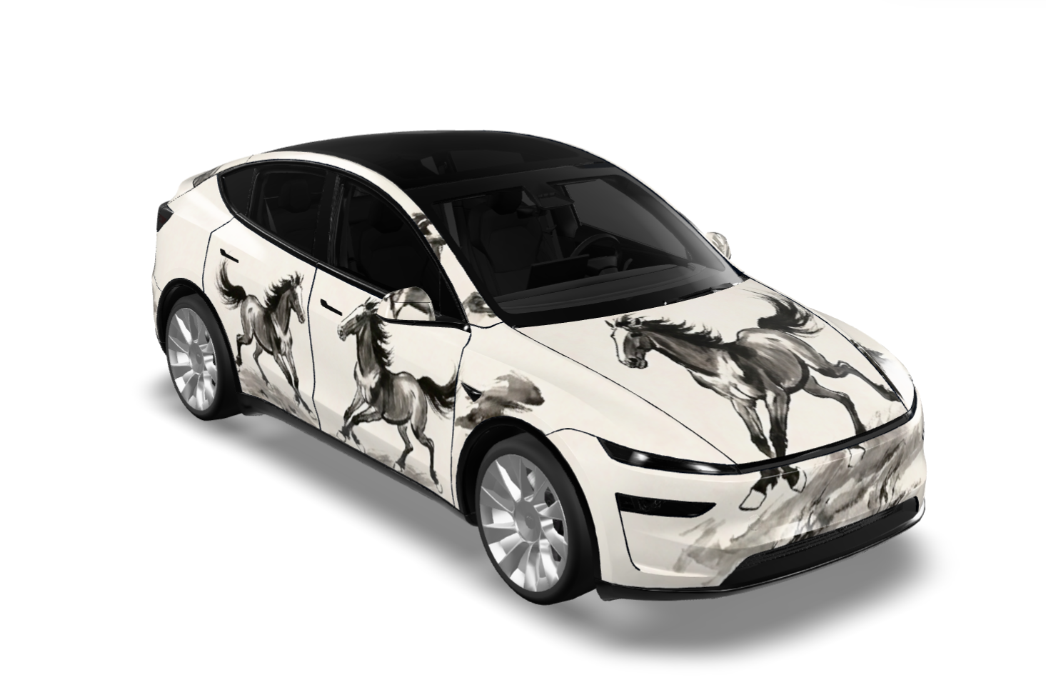 徐悲鸿的奔马图主题，不要文字风 实车效果图 1