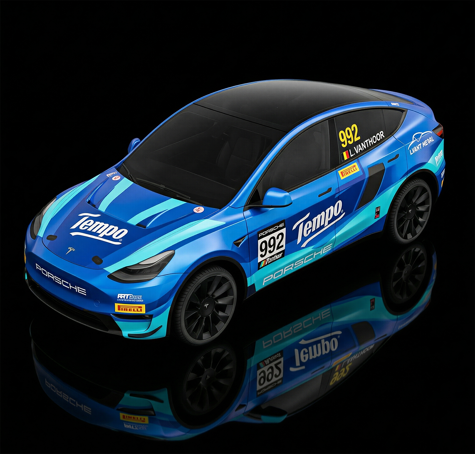 保时捷911 GT3 R(Type 992),采用了Tempo(得宝)纸巾的联名涂装 实车效果图 1