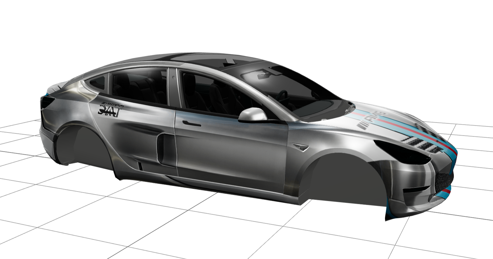 3D效果，AMG银色地狱风，引擎盖字幕修复版 实车效果图 2
