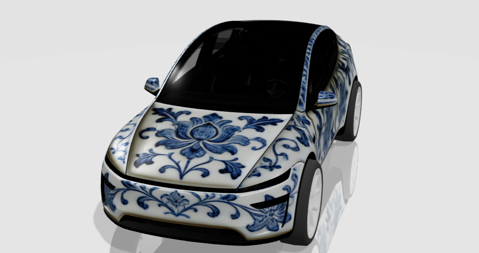 青花-缠枝莲纹样 实车效果图 1