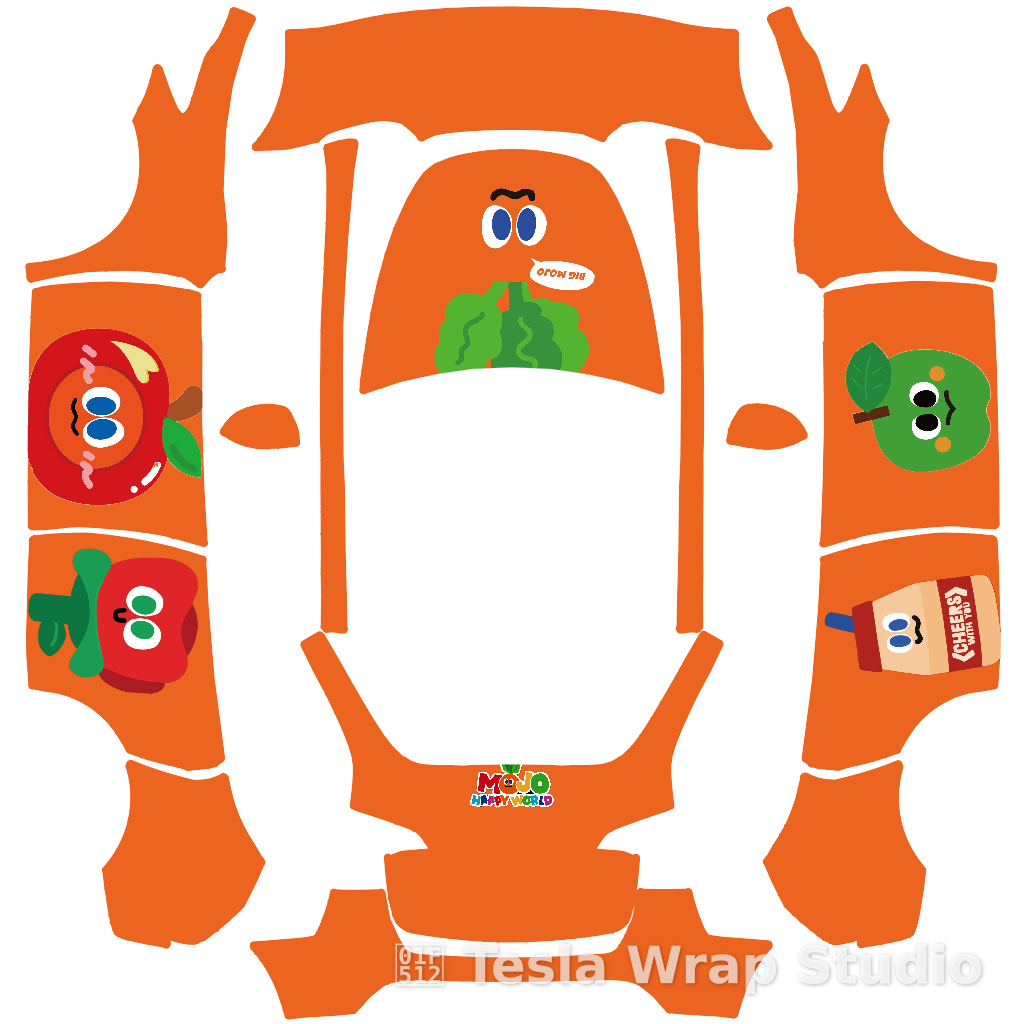 橙色特斯拉卜卜皮肤 老款Model Y