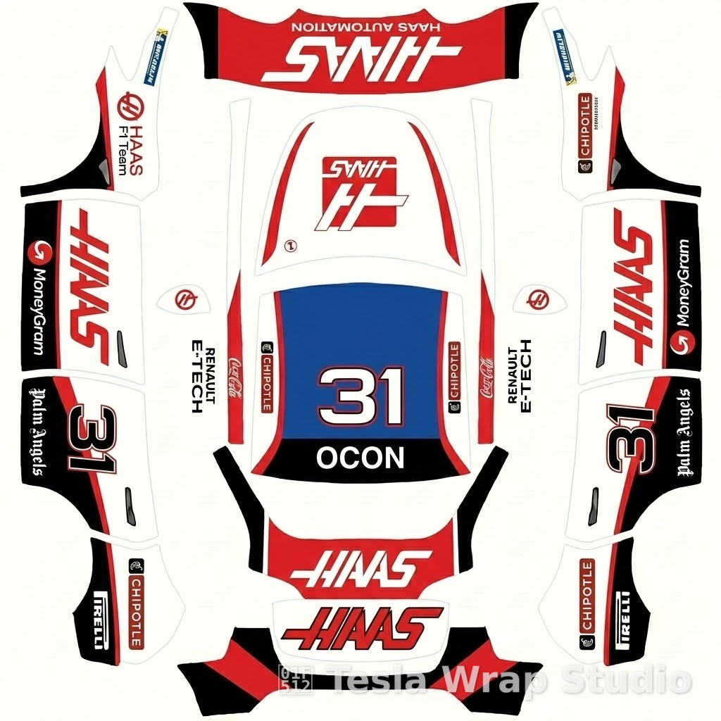 Haas F1 Team Esteban Ocon - Model Y 特斯拉喷漆车间模板