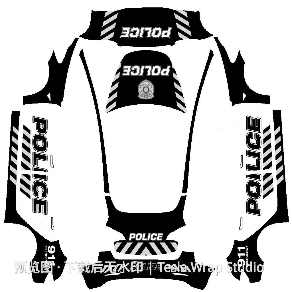 警车车身贴膜设计 Model 3