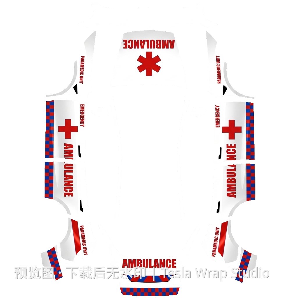 救护车紧急车辆车身贴膜 Model Y (2025+)