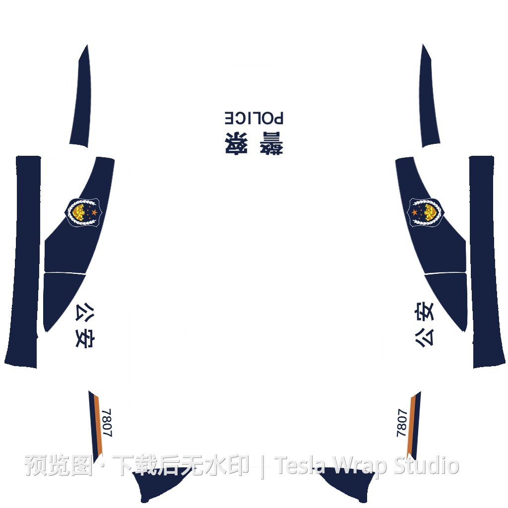 警车 - Model 3 (2024+) Standard & Premium 特斯拉喷漆车间模板