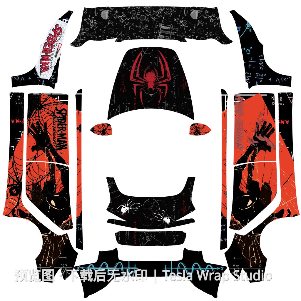 SpidermanWhiteSpidey - Model 3 (2024+) Standard & Premium 特斯拉喷漆车间模板