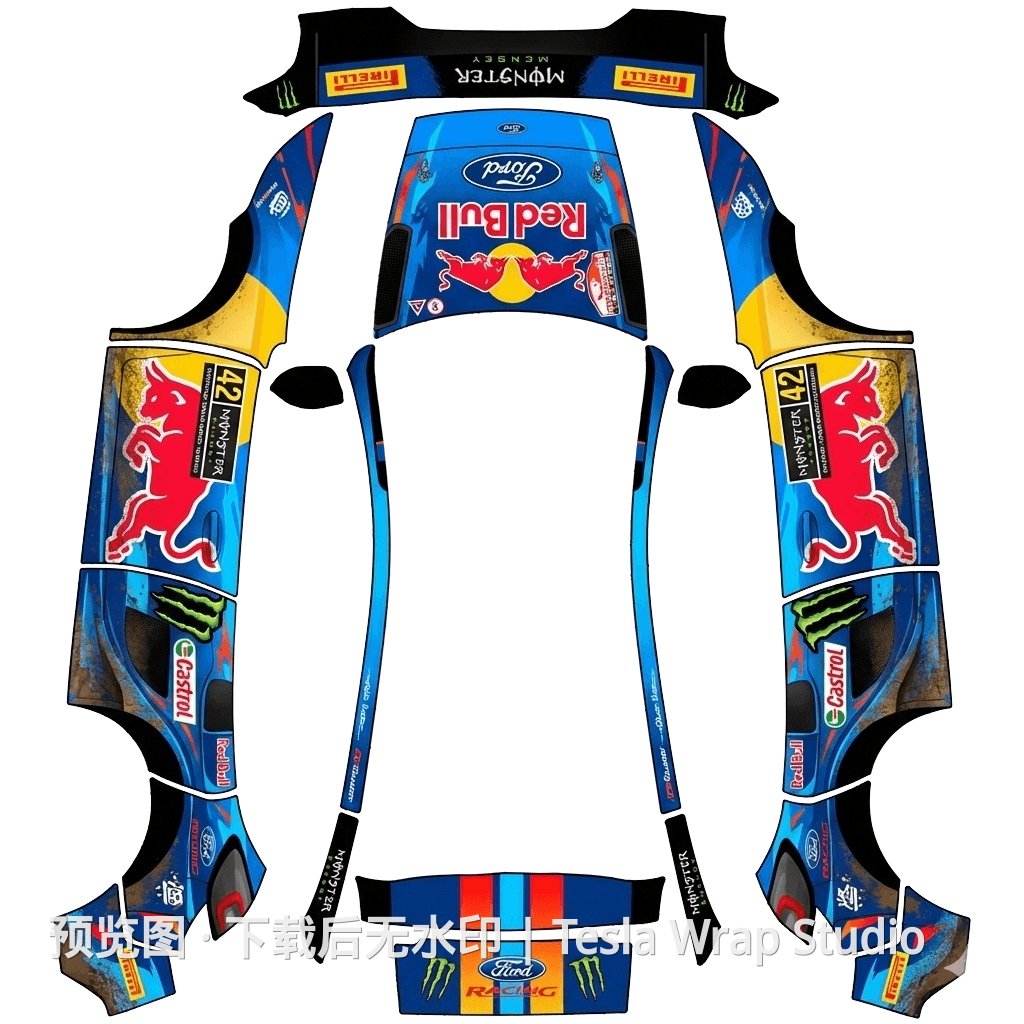 红牛精品皮肤 - Model Y (2025+) Standard 特斯拉喷漆车间模板