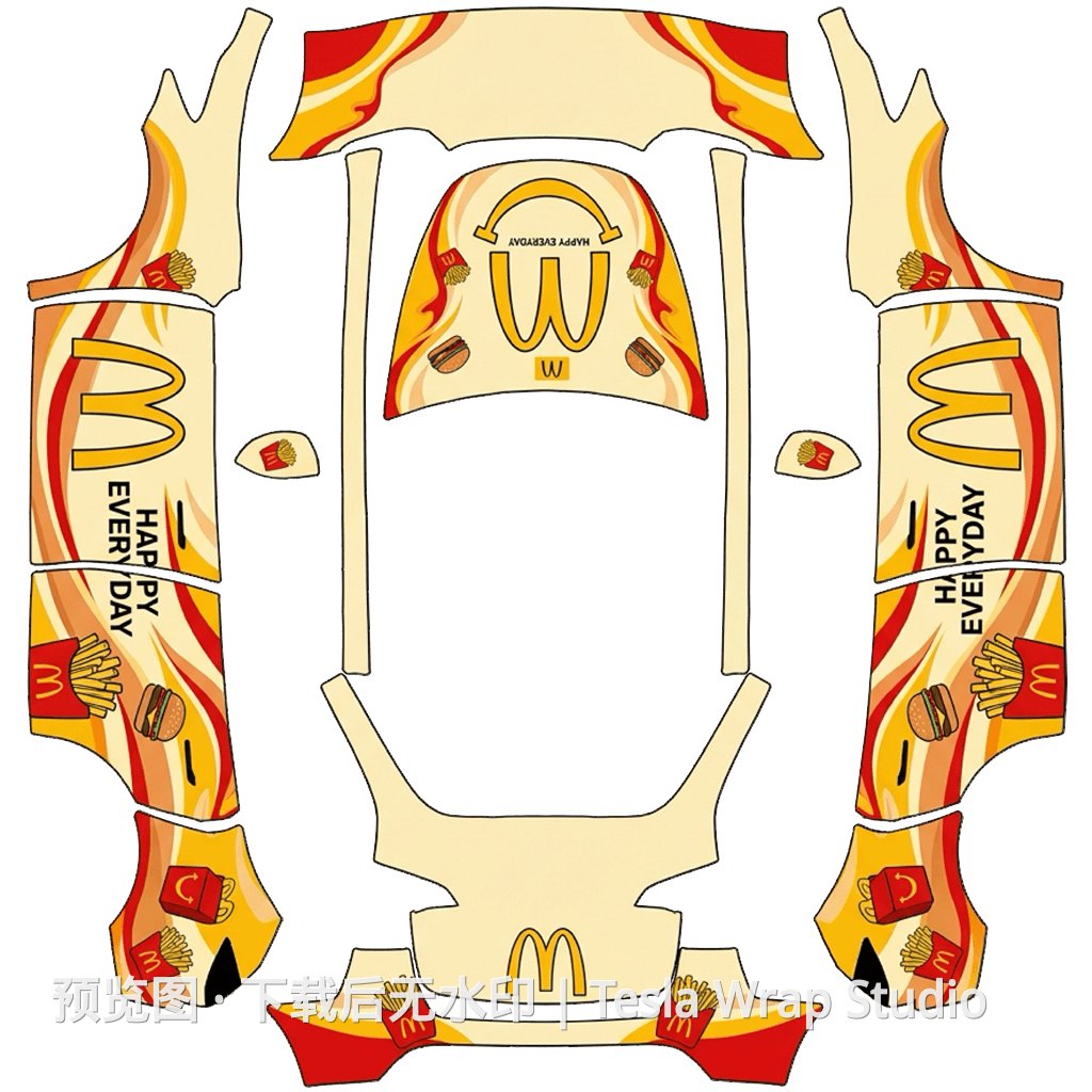 麦当劳精品皮肤 - Model Y 特斯拉喷漆车间模板