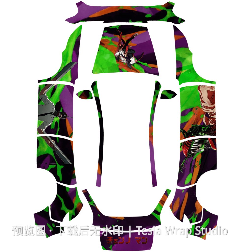 电锯人彩绘背景