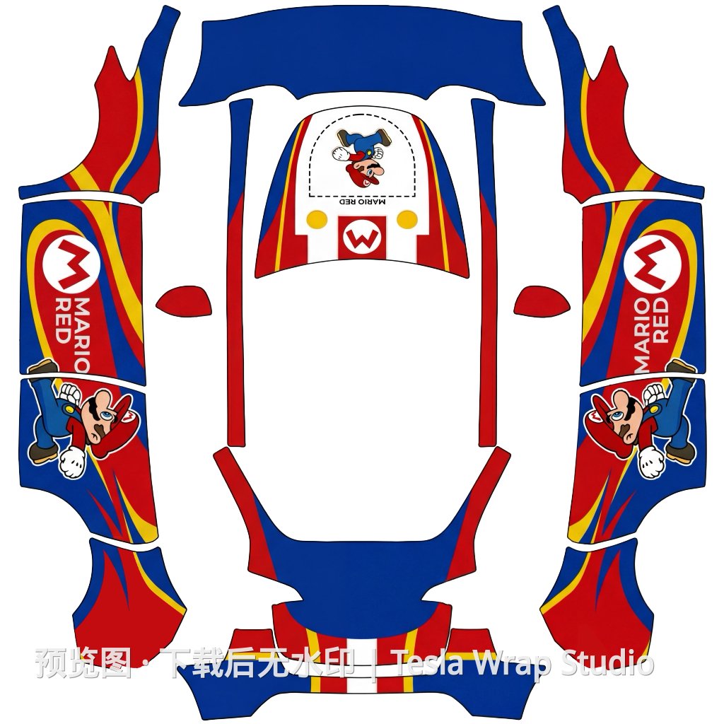 马里奥精品皮肤 - Model Y 特斯拉喷漆车间模板