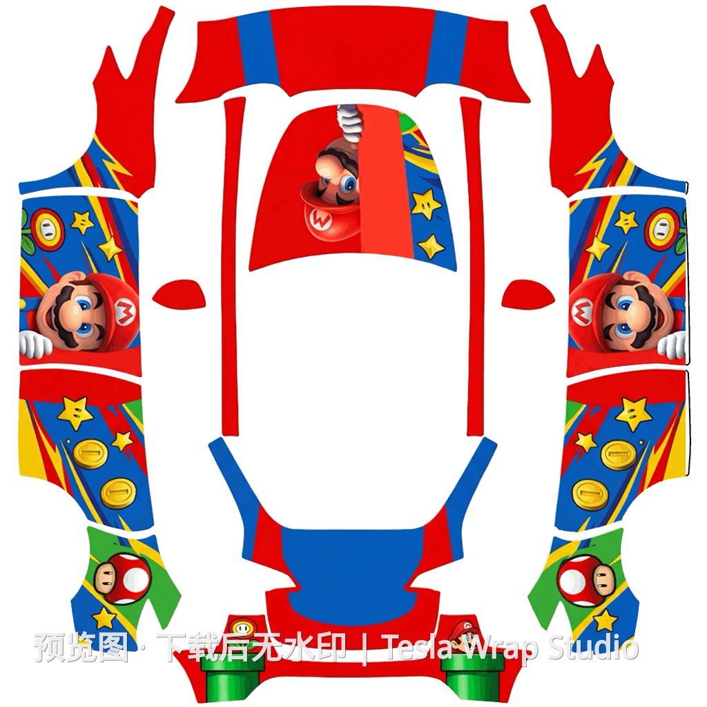 马里奥精品皮肤 - Model Y 特斯拉喷漆车间模板