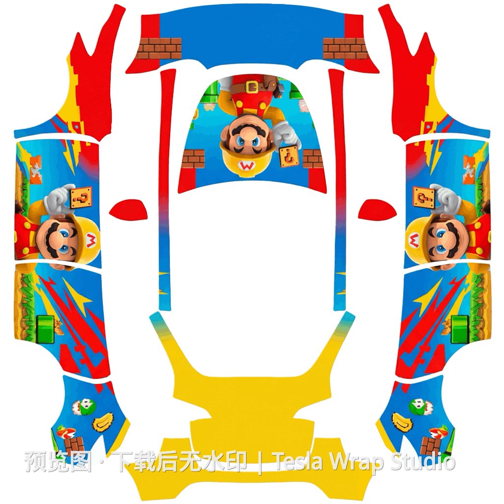 马里奥精品皮肤 - Model Y 特斯拉喷漆车间模板