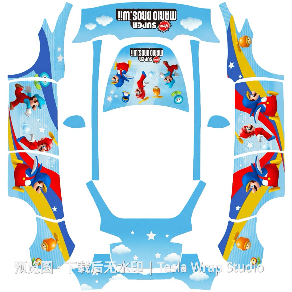 马里奥精品皮肤 - Model Y 特斯拉喷漆车间模板