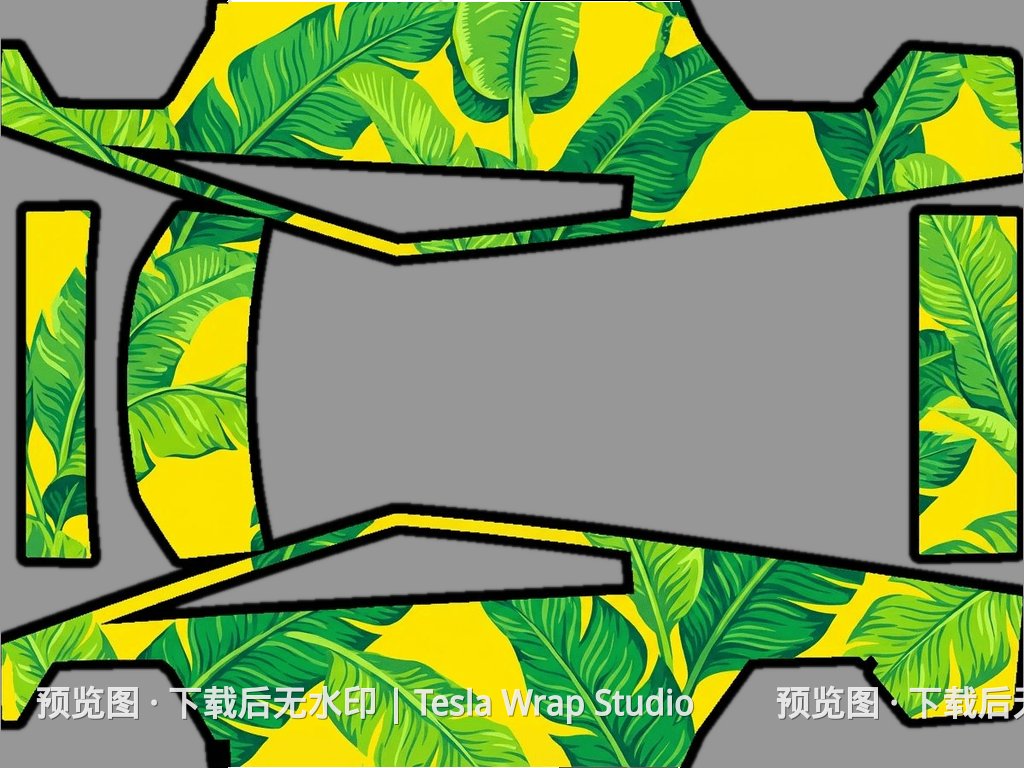 黄色背景，香蕉叶主题