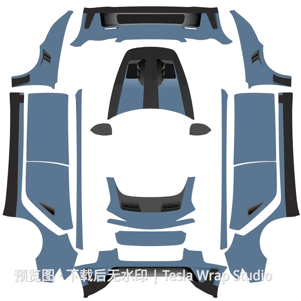 GT3 RS 灰色主题 - Model 3 (2024+) Standard & Premium 特斯拉喷漆车间模板