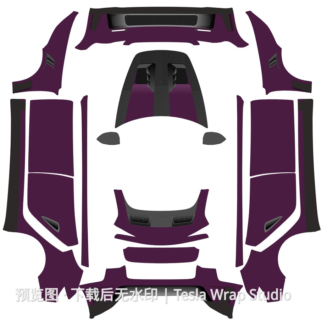 GT3 RS 紫色主题 - Model 3 (2024+) Standard & Premium 特斯拉喷漆车间模板