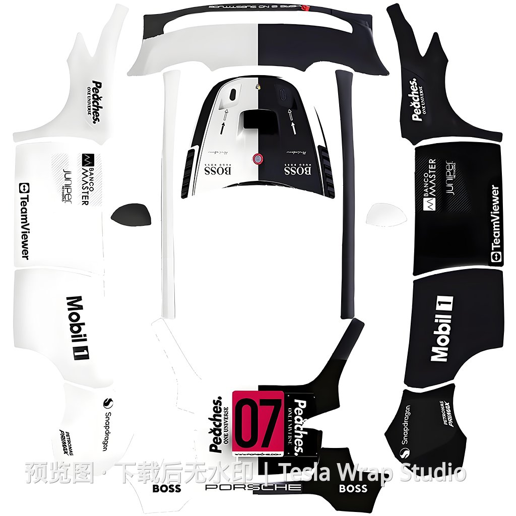 BOSS MOBIL1赛车涂装 - Model Y 特斯拉喷漆车间模板