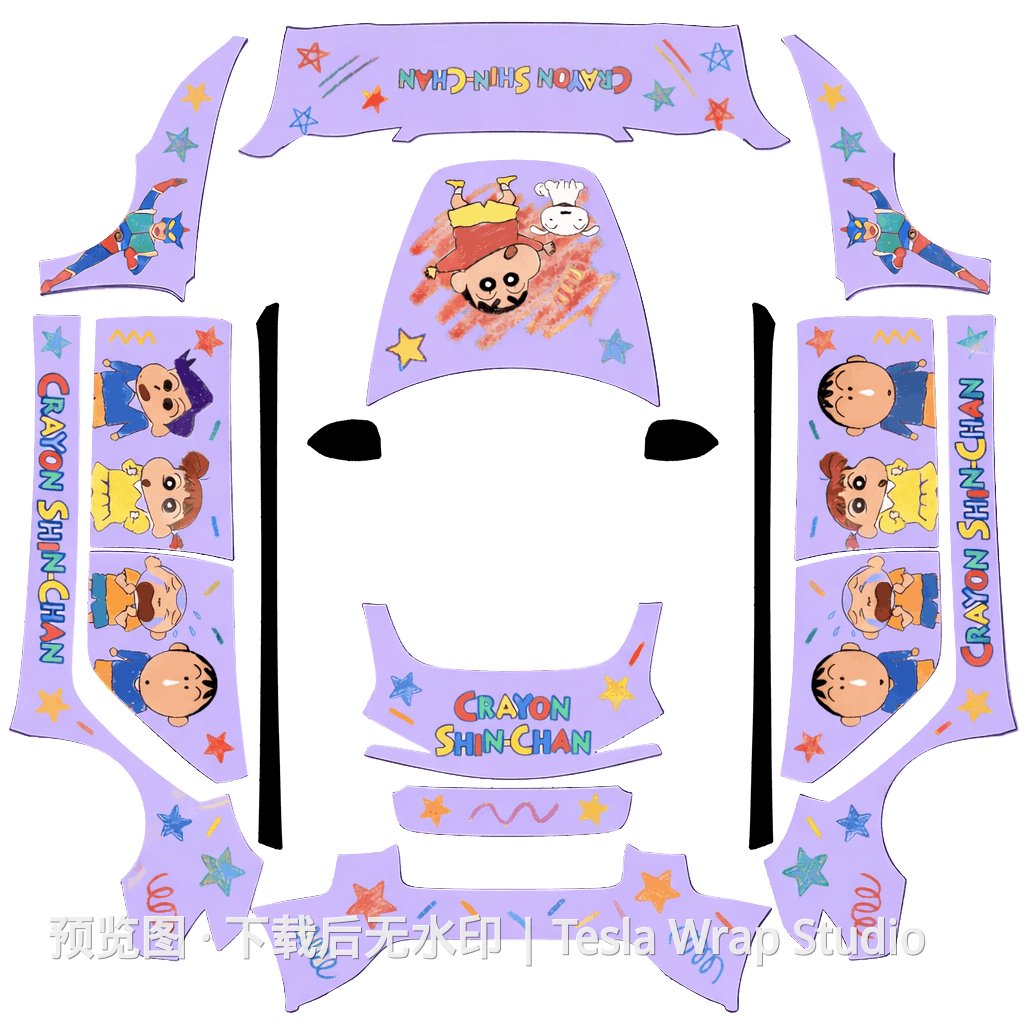 手绘蜡笔小新 - Model 3 (2024+) Standard & Premium 特斯拉喷漆车间模板