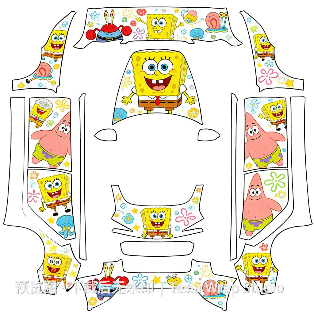 海绵宝宝 - Model 3 (2024+) Standard & Premium 特斯拉喷漆车间模板