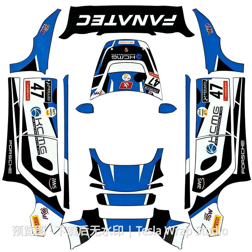 保时捷系列涂装 - Model 3 (2024+) Standard & Premium 特斯拉喷漆车间模板