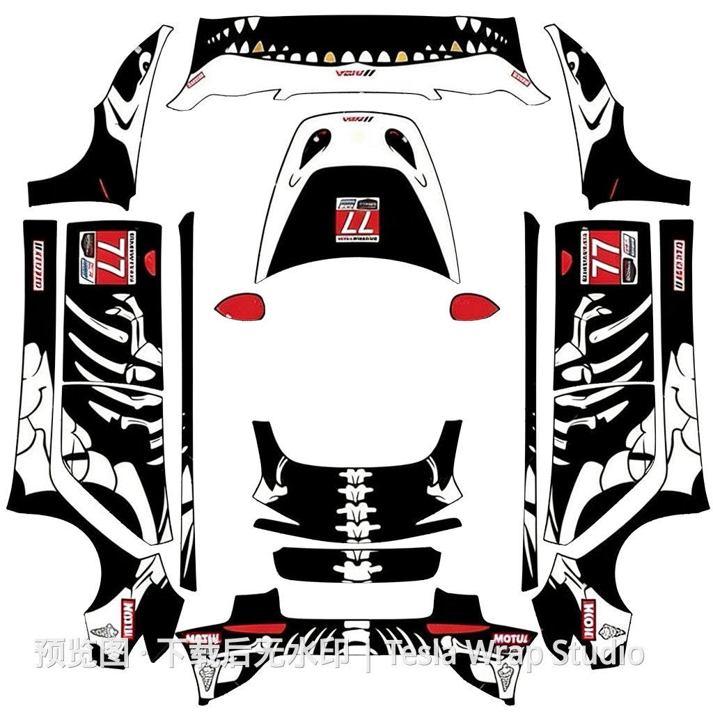 保时捷系列涂装 - Model 3 (2024+) Standard & Premium 特斯拉喷漆车间模板