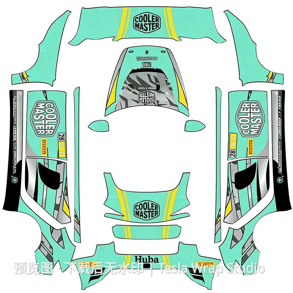 保时捷系列涂装 - Model 3 (2024+) Standard & Premium 特斯拉喷漆车间模板