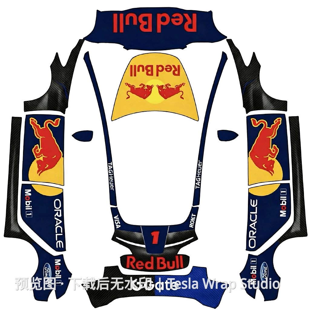 红牛赛车涂装系列 - Model 3 特斯拉喷漆车间模板
