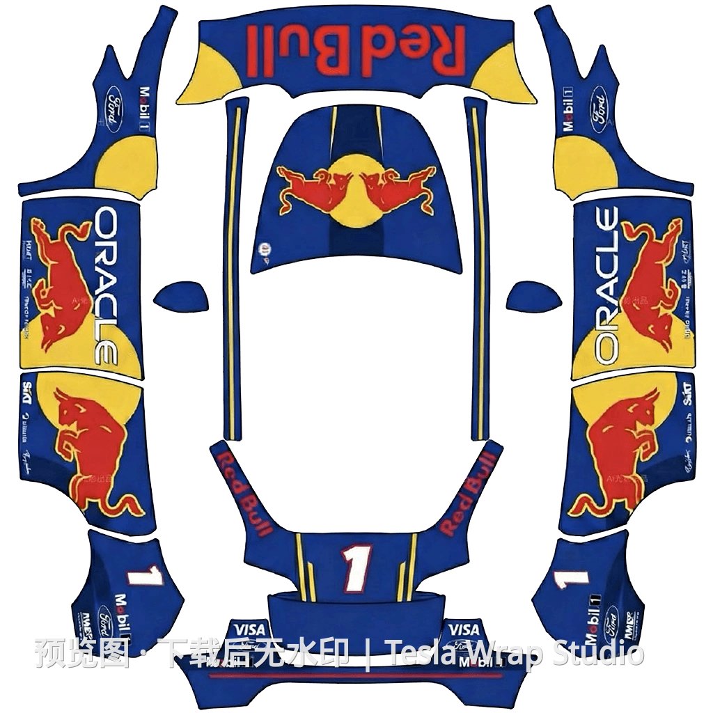 红牛赛车涂装系列 - Model Y 特斯拉喷漆车间模板