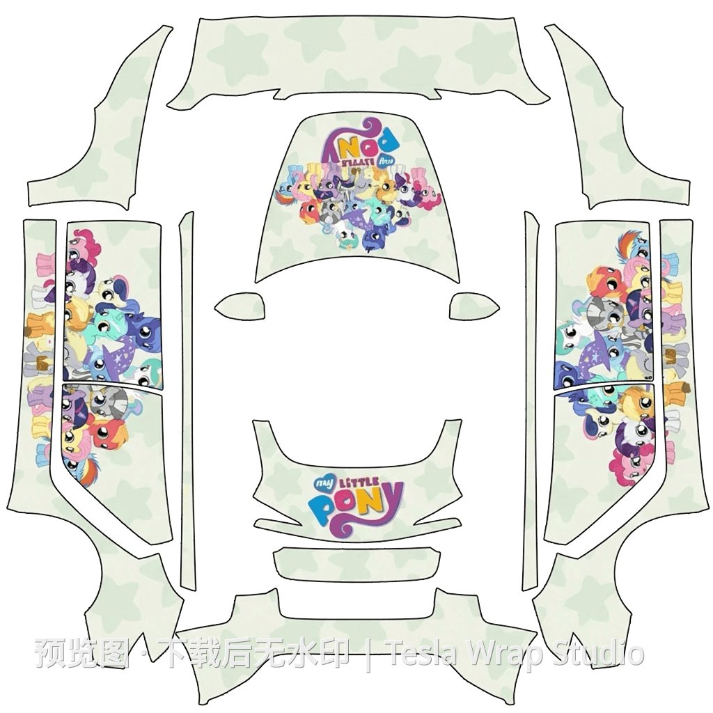 小马宝莉魔法 - Model 3 (2024+) Standard & Premium 特斯拉喷漆车间模板