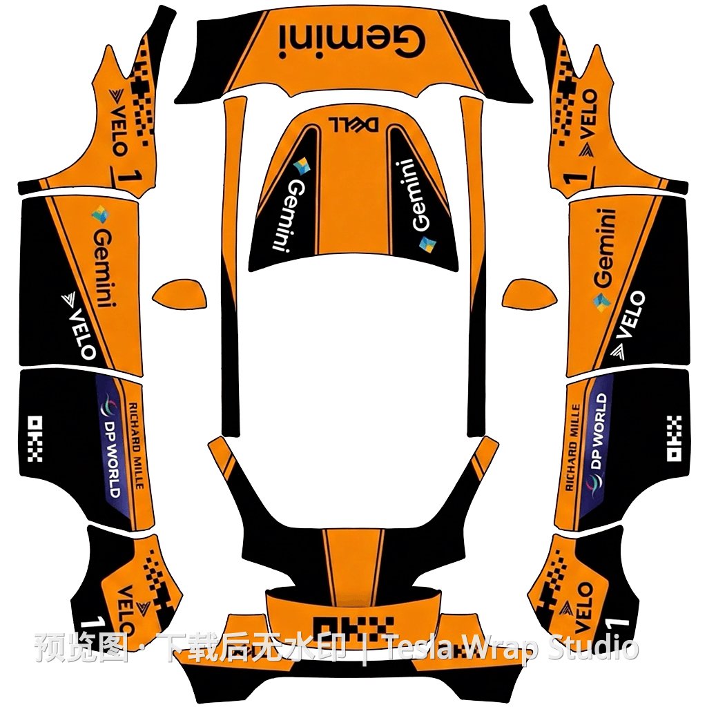迈凯轮MCL40皮肤 - Model Y 特斯拉喷漆车间模板