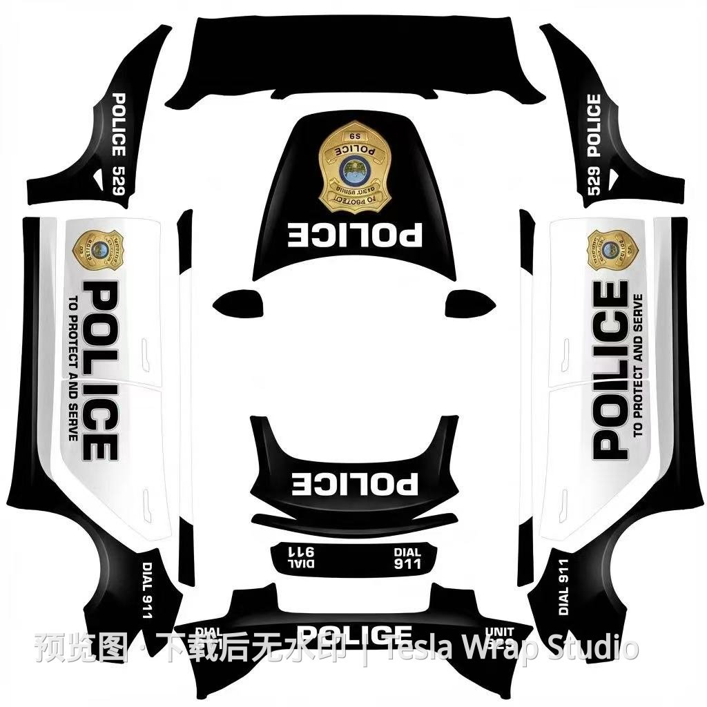 警车系列 - Model 3 (2024+) Standard & Premium 特斯拉喷漆车间模板
