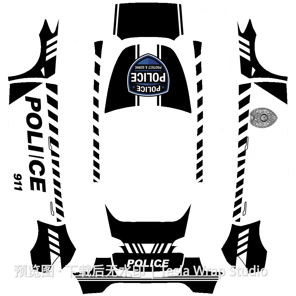 警车系列 - Model Y 特斯拉喷漆车间模板