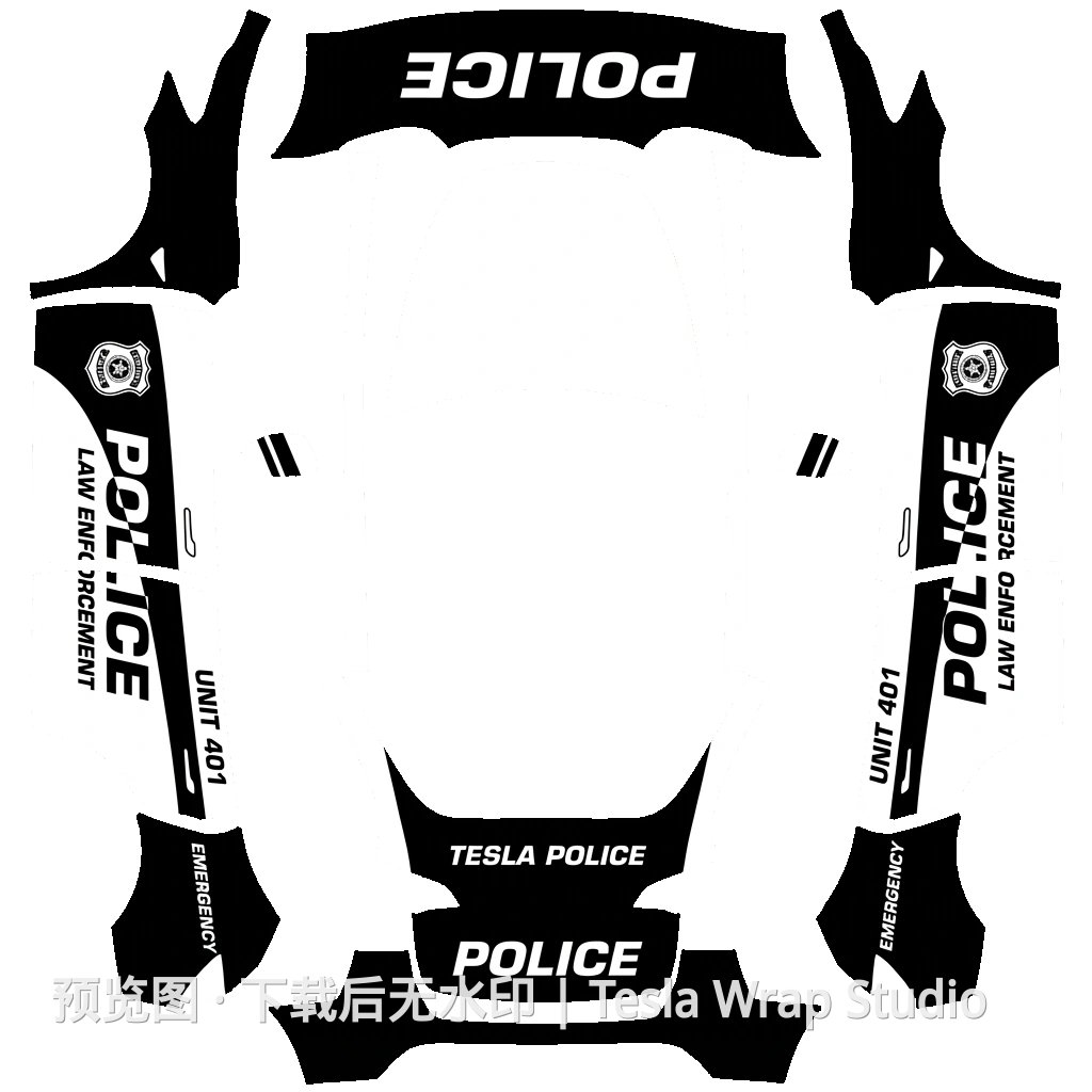 警车系列 - Model Y 特斯拉喷漆车间模板