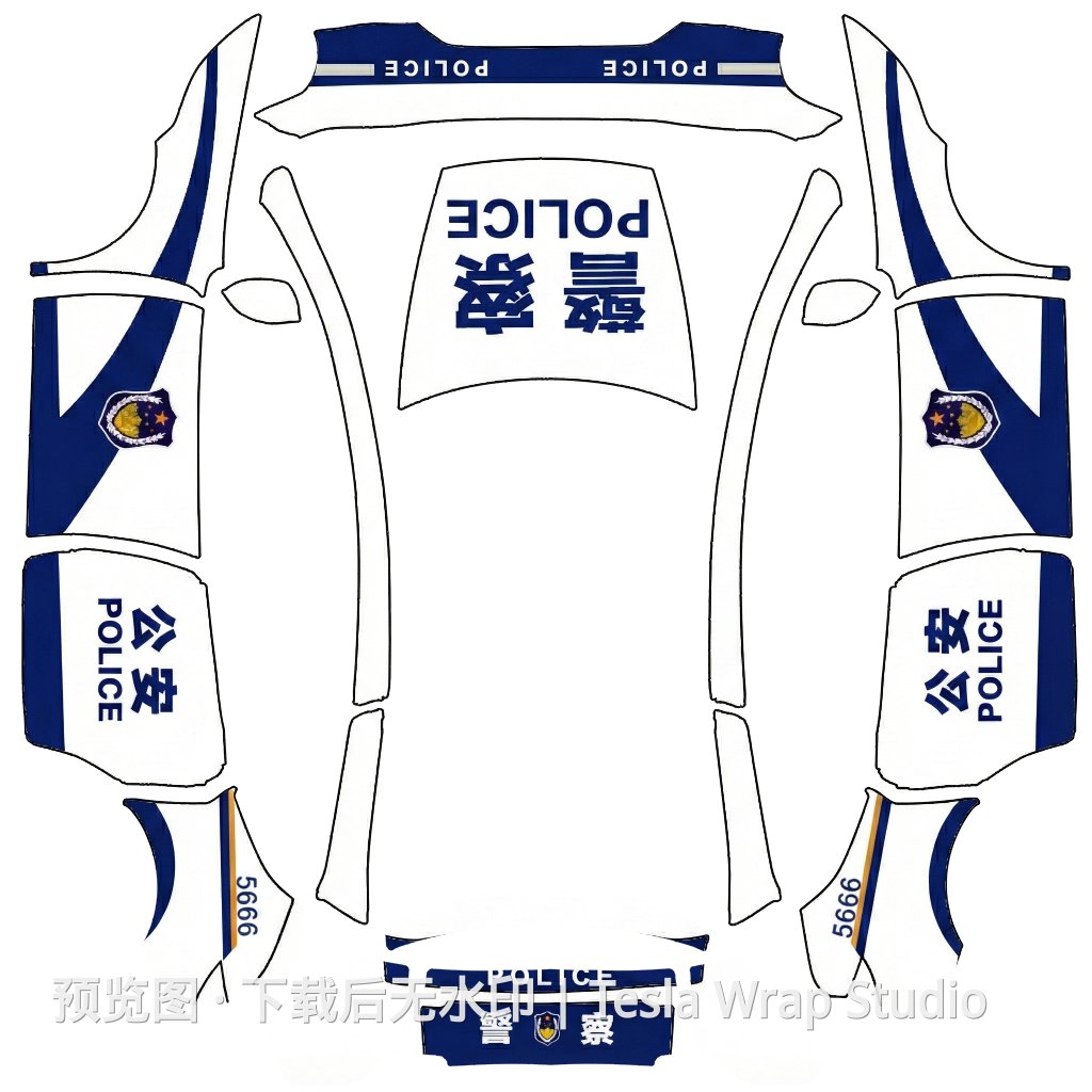 警车系列 - Model Y L 特斯拉喷漆车间模板