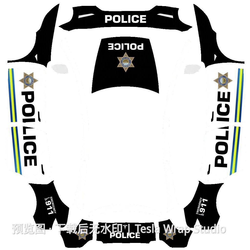 警车系列 - Model Y L 特斯拉喷漆车间模板