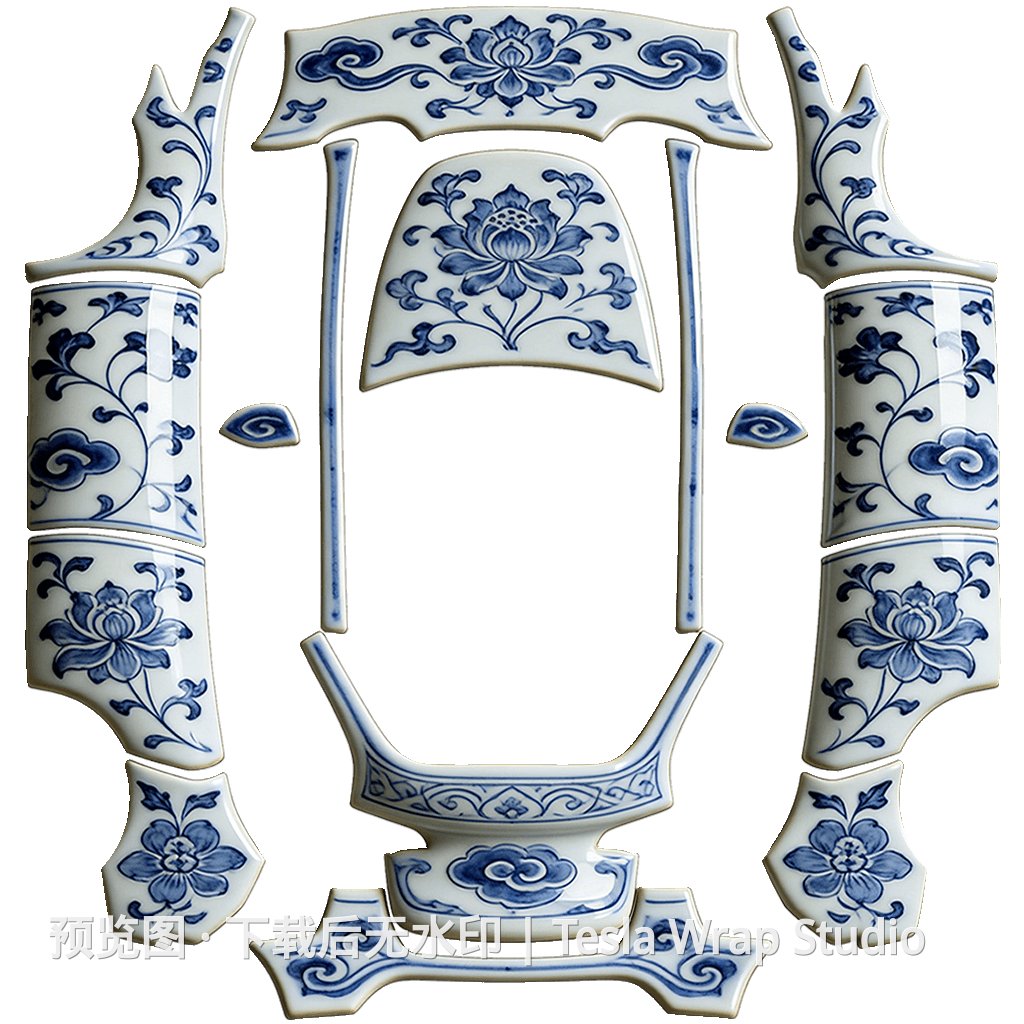 祥云-缠枝莲-modely - Model Y 特斯拉喷漆车间模板