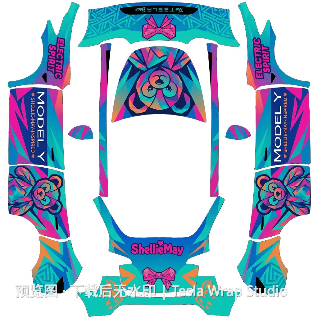 赛博朋克熊 - Model Y 特斯拉喷漆车间模板