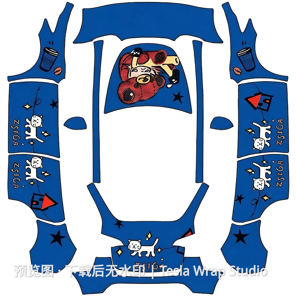 泡泡玛特﹣Zsiga系列皮肤 - Model Y 特斯拉喷漆车间模板