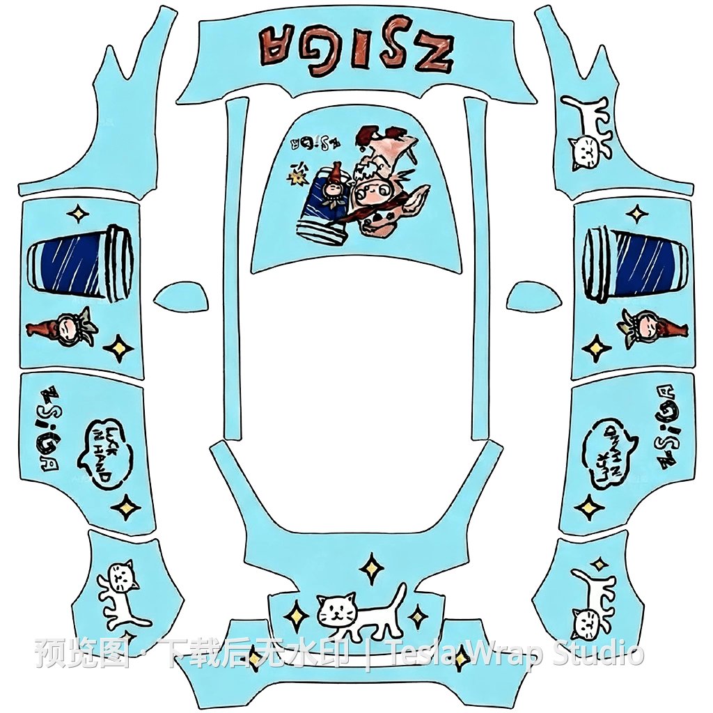 泡泡玛特﹣Zsiga系列皮肤 - Model Y 特斯拉喷漆车间模板