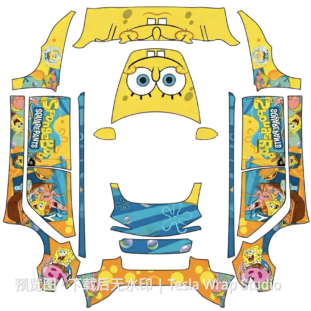 海绵宝宝 - Model 3 (2024+) Standard & Premium 特斯拉喷漆车间模板