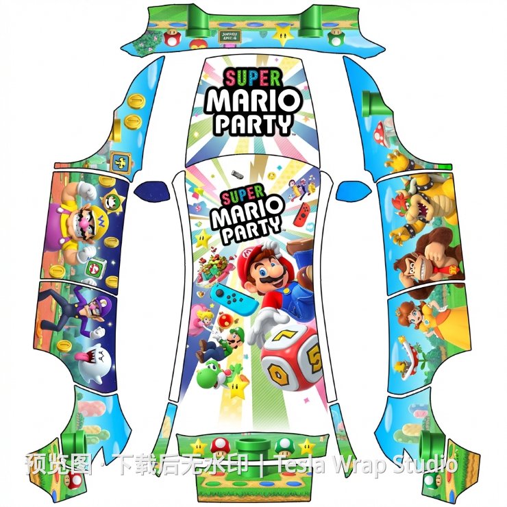 马里奥 全家族 - Model Y (2025+) Standard 特斯拉喷漆车间模板