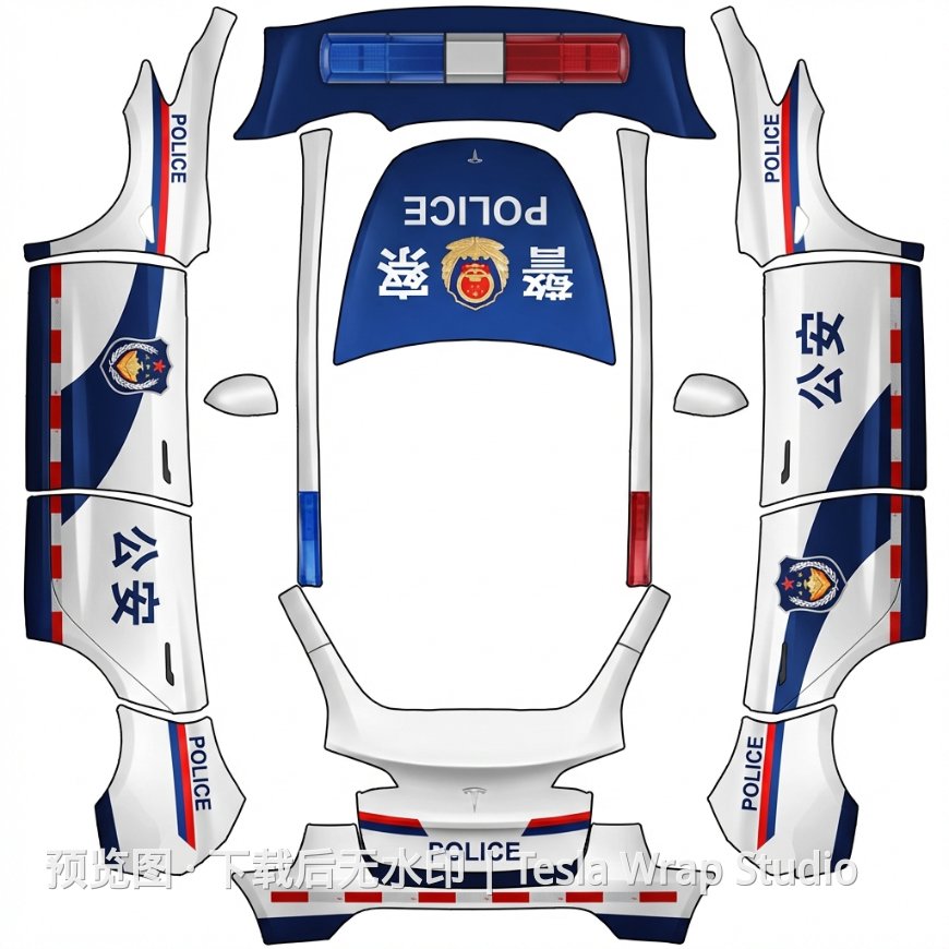 警察 - Model Y 特斯拉喷漆车间模板