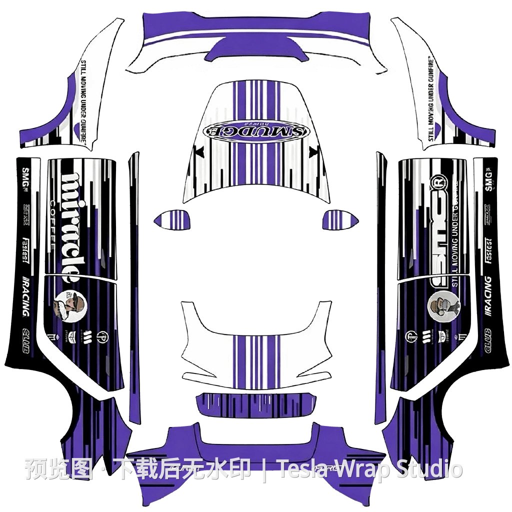 林俊杰911GT3皮肤 - Model 3 (2024+) Standard & Premium 特斯拉喷漆车间模板
