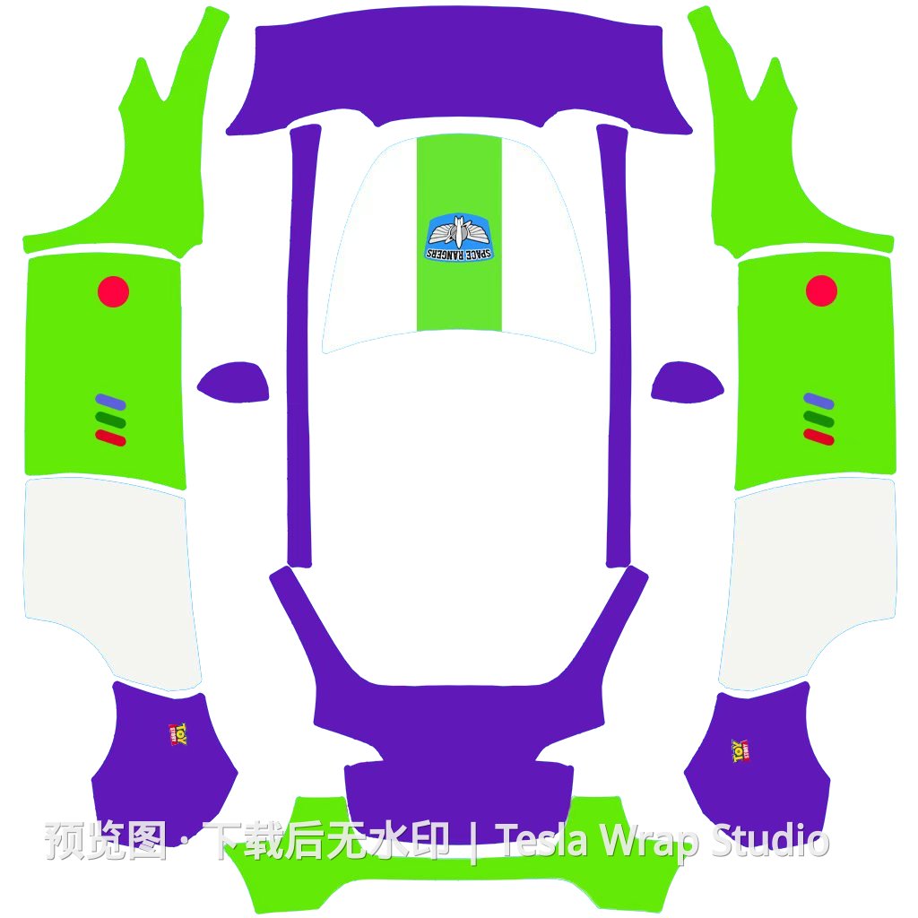 巴斯光年宇宙飞船(透明通道) - Model Y 特斯拉喷漆车间模板