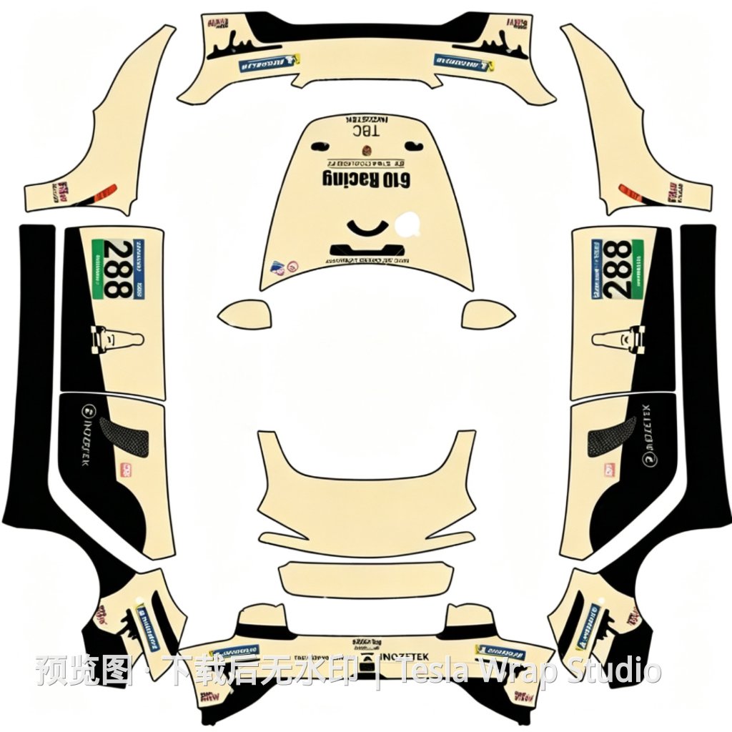 288 Porsche 911 GT3Cup - Model 3 (2024+) Standard & Premium 特斯拉喷漆车间模板