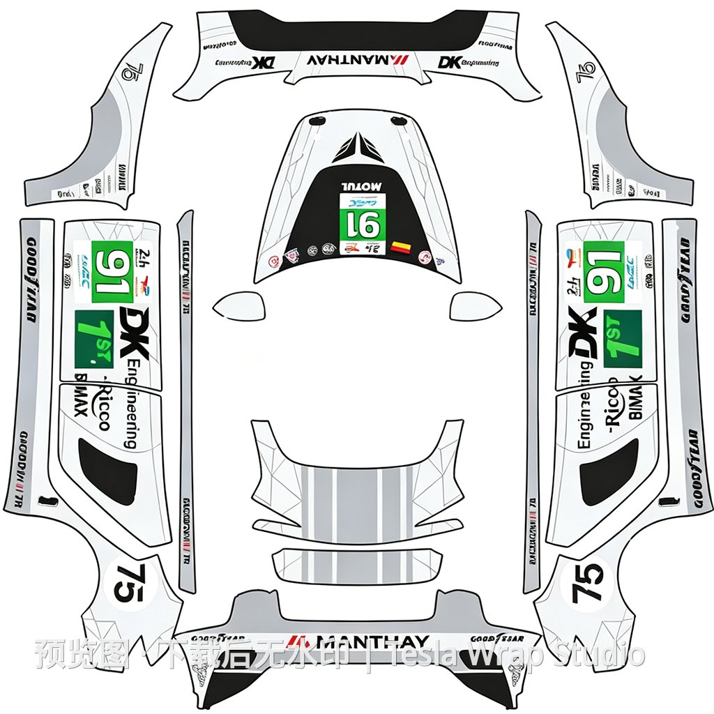 保时捷勒芒冠军涂装 - Model 3 (2024+) Standard & Premium 特斯拉喷漆车间模板