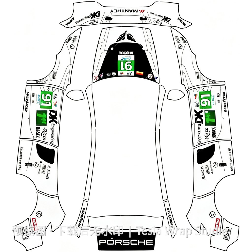 保时捷勒芒冠军涂装 - Model Y (2025+) Standard 特斯拉喷漆车间模板