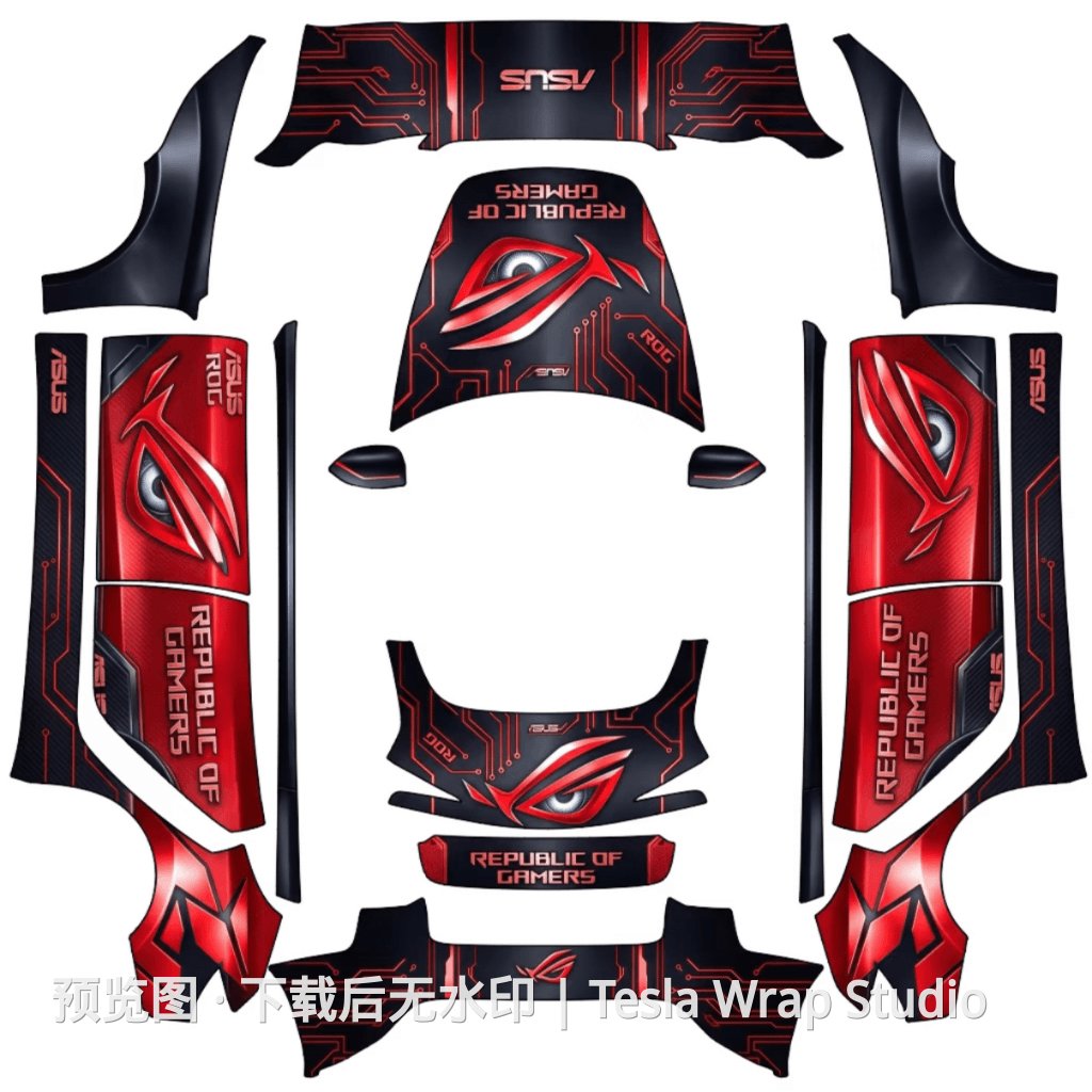 华硕ROG 无畏之眼特斯拉涂装 - Model 3 (2024+) Standard & Premium 特斯拉喷漆车间模板
